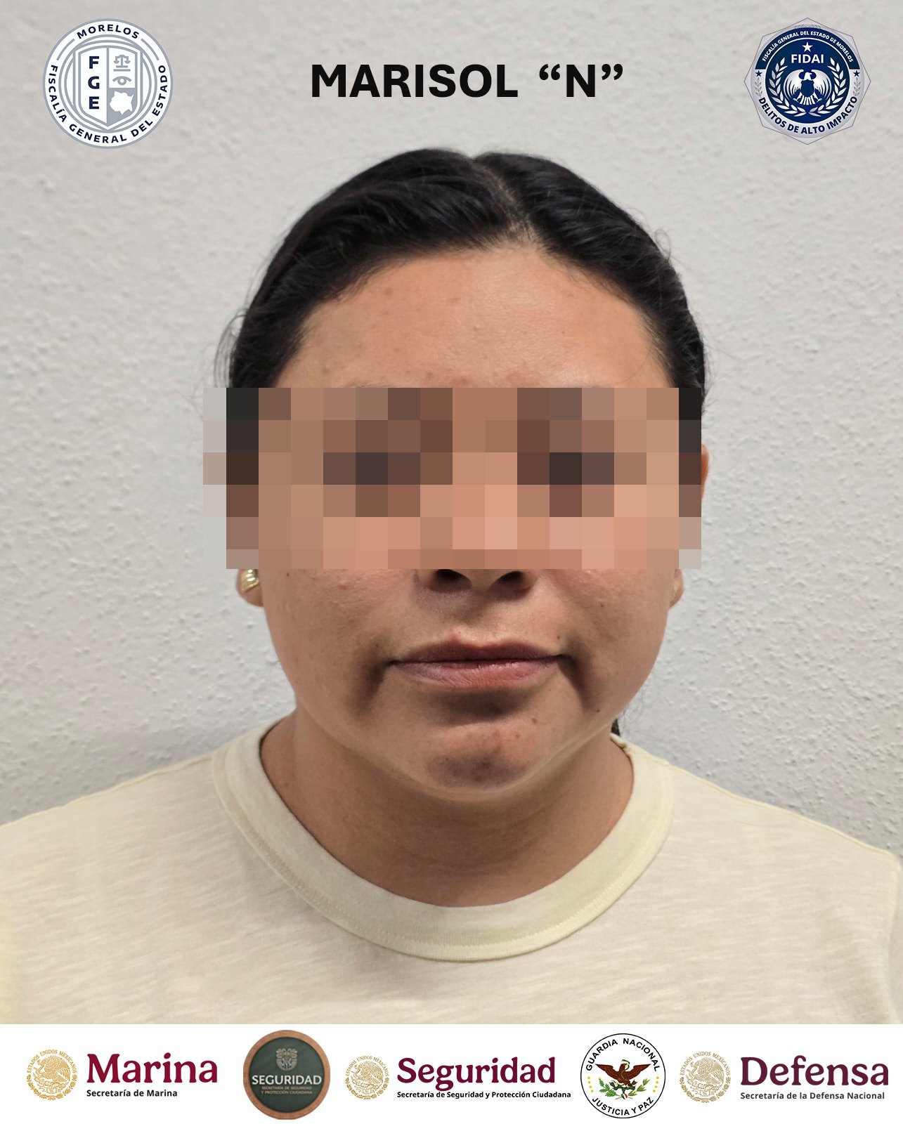 Detienen a viuda de alcalde de Temoac, en Morelos.