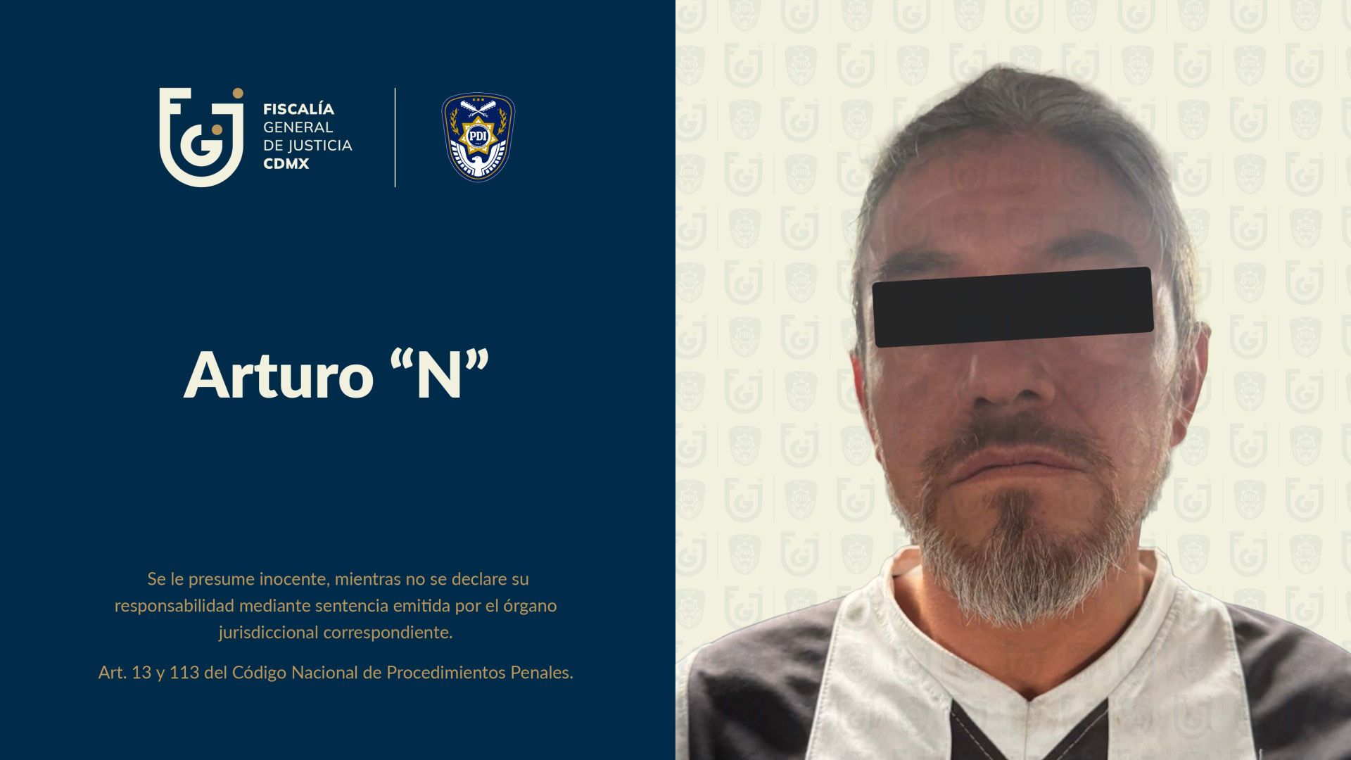 Arturo "N", detenido por transfeminicidio cometido hace 10 años.