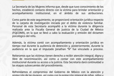 Secretaría de las Mujeres se pronuncia en caso Karen Marcela.