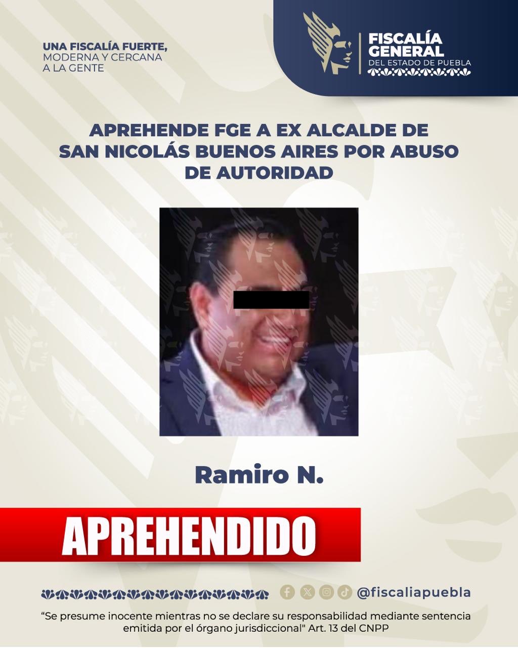 Detienen a exalcalde de San Nicolás Buenos Aires, en Puebla.