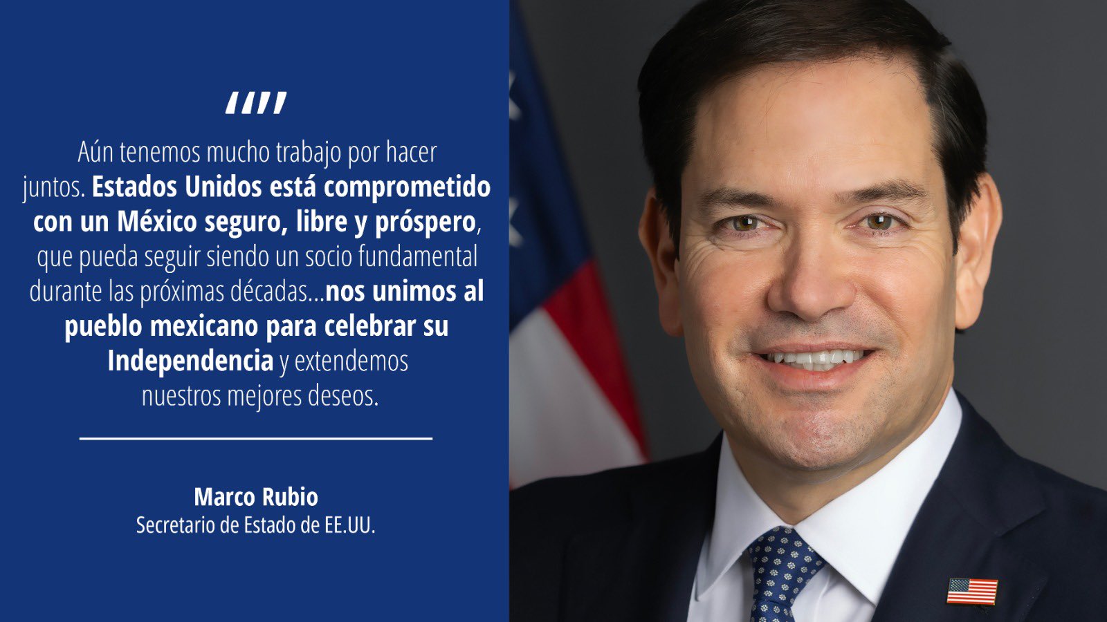 Marco Rubio felicita a México y destaca cooperación bilateral.