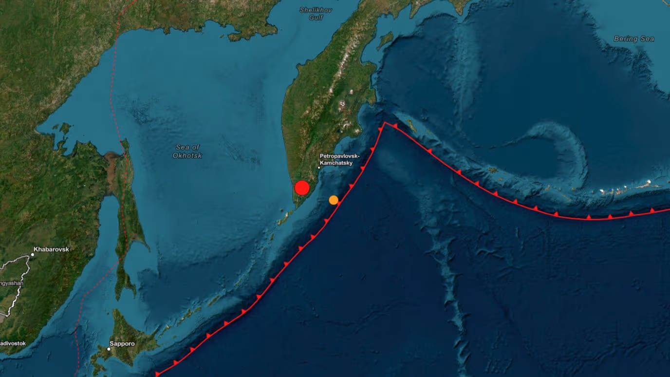 Reportan terremoto de magnitud 7 en Kamchatka, Rusia.